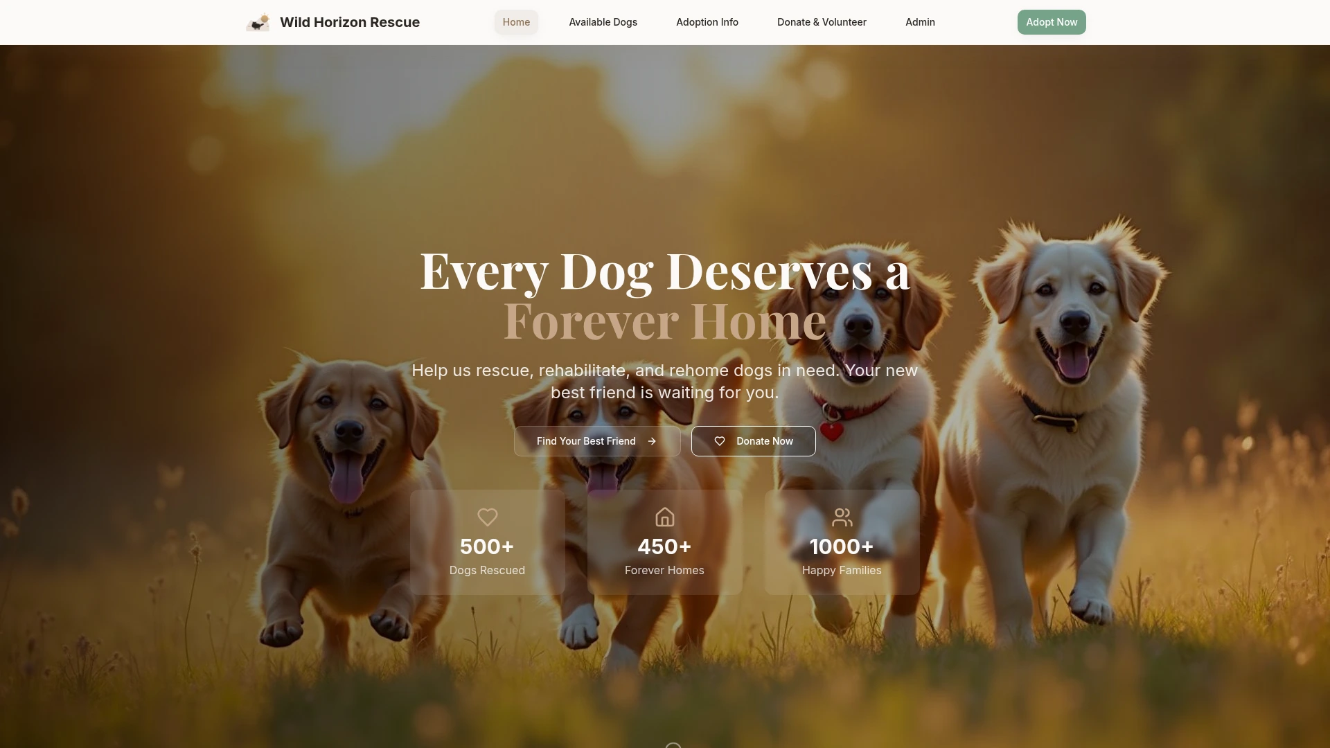 Wild Horizon Rescue Homepage